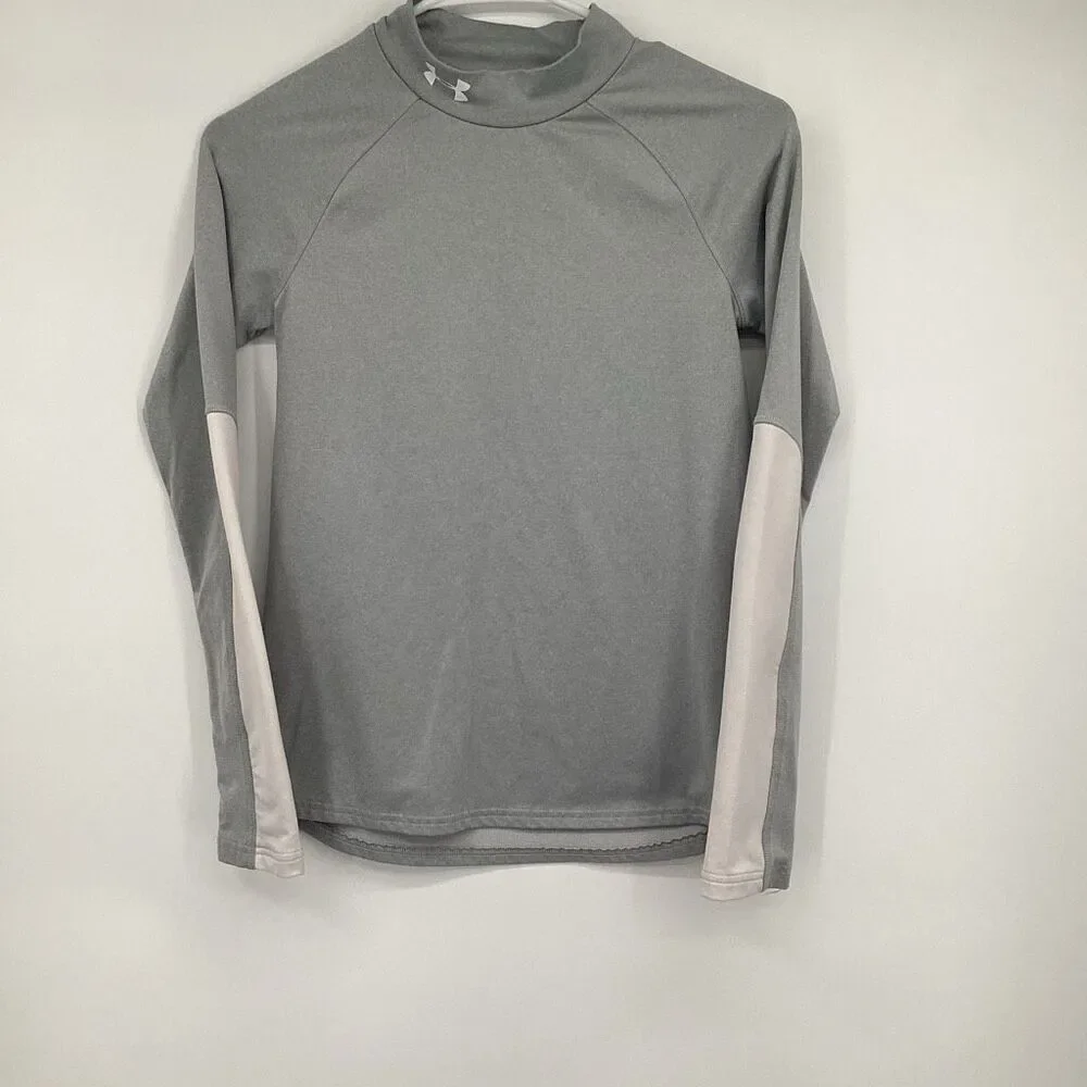 Youth Under‎ Armour Coldgear long sleeved Mock Neck gray/white XL